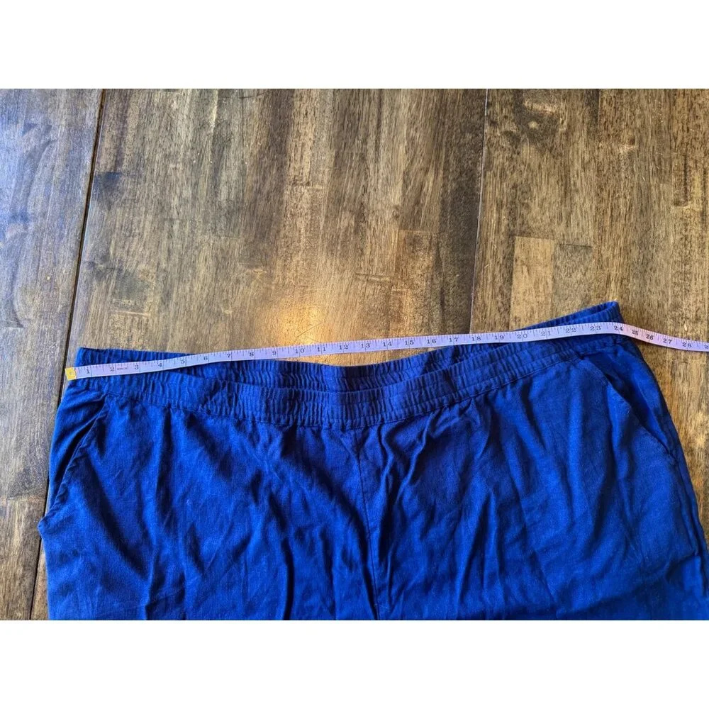 Naturals D&Co Blue Wide Leg Linen Blend Pull On High Rise Pants 3X NWT - Picture 4 of 10